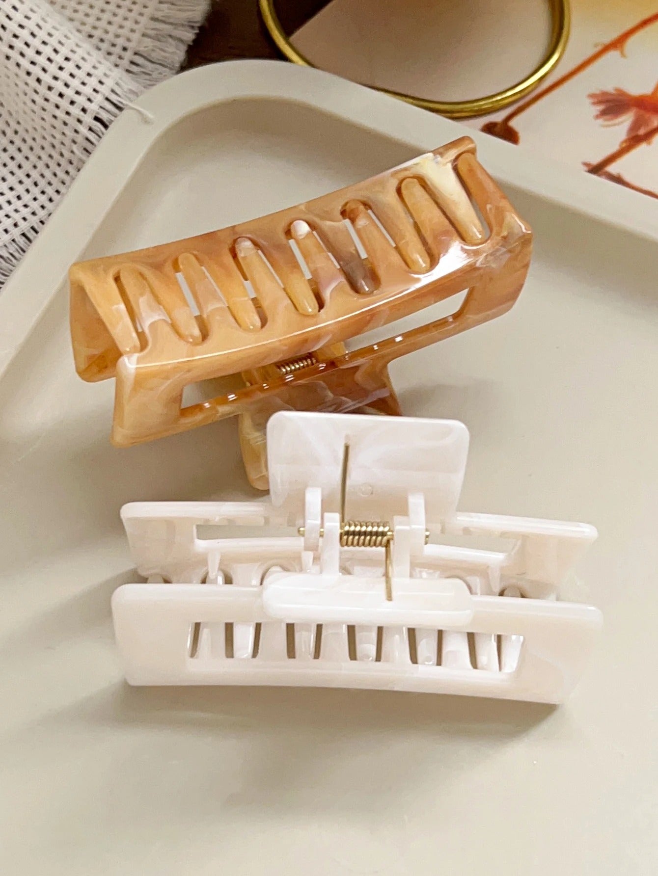 2Pc Marble Hair Clip