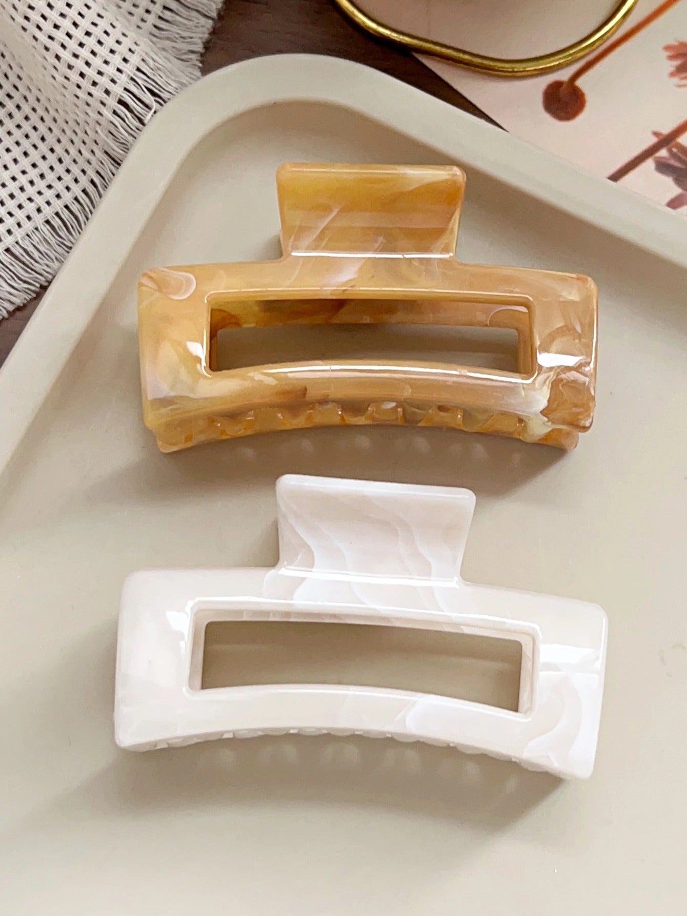 2Pc Marble Hair Clip